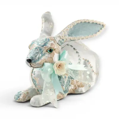 PRE-ORDER 15.75" Laying Bunny With Blue Bow Easter Decor *SHIPS 2/2027* NEW 2027