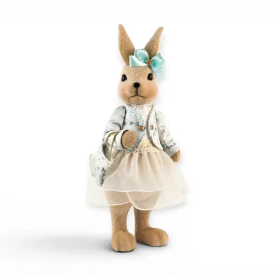 PRE-ORDER 19.5" Brown Bunny In Dress Easter Decor *SHIPS 2/2027* NEW 2027
