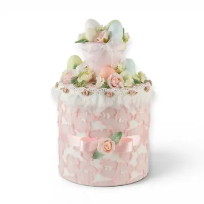 PRE-ORDER 14.5" Pink Cake With Eggs Easter Decor *SHIPS 2/2027* NEW 2027