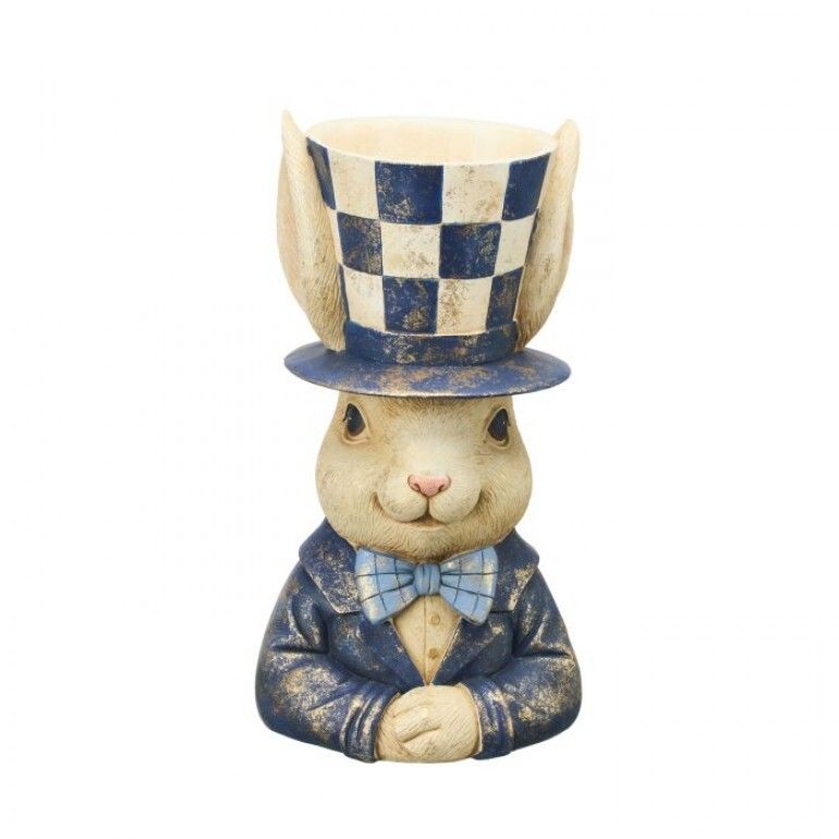 PRE-ORDER 13.5" RESIN ANTIQUED GENTLEMAN BUNNY POT BUST Easter Decor *SHIPS 2/2027* NEW 2027