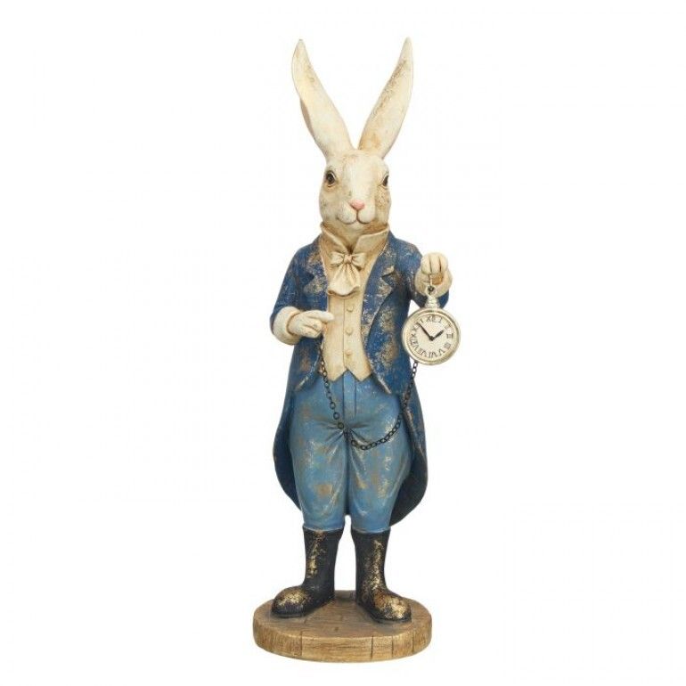 PRE-ORDER 12" RESIN ANTIQUED GENTLEMAN BUNNY WITH CLOCK Easter Decor *SHIPS 2/2027* NEW 2027