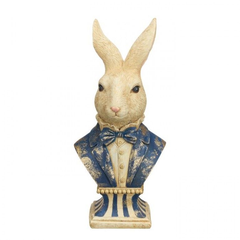PRE-ORDER 12" RESIN ANTIQUED GENTLEMAN BUNNY BUST Easter Decor *SHIPS 2/2027* NEW 2027