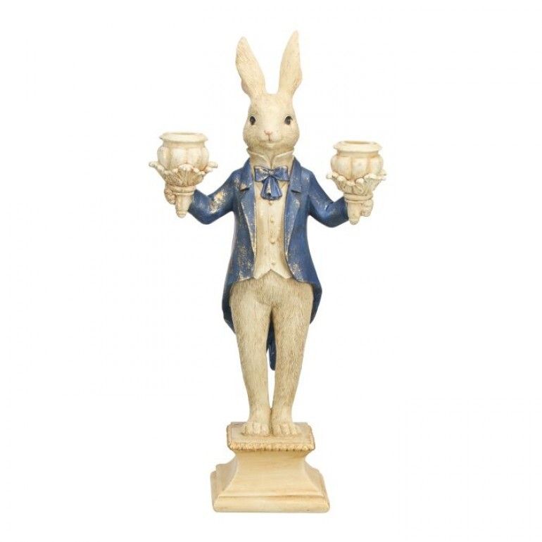 PRE-ORDER 16" RESIN GENTLEMAN BUNNY CANDLE HOLDER Easter Decor *SHIPS 2/2027* NEW 2027