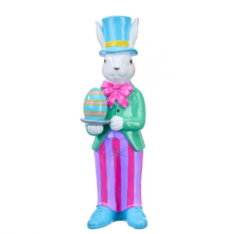 PRE-ORDER 12.5" RESIN GENTLEMAN BUNNY WITH EGG Easter Decor *SHIPS 2/2027* NEW 2027