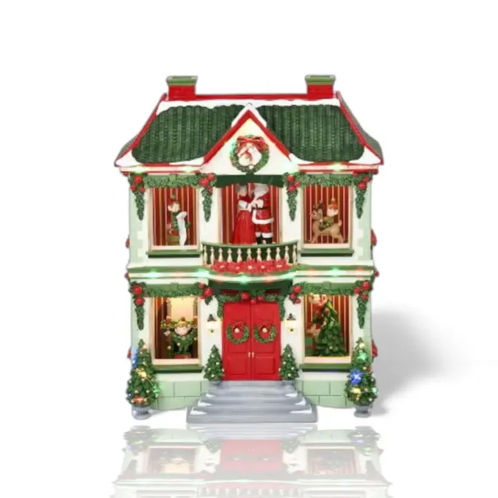 PRE-ORDER 18.5" LED Christmas House With Santa Christmas Decor *SHIPS 9/2026* NEW 2026