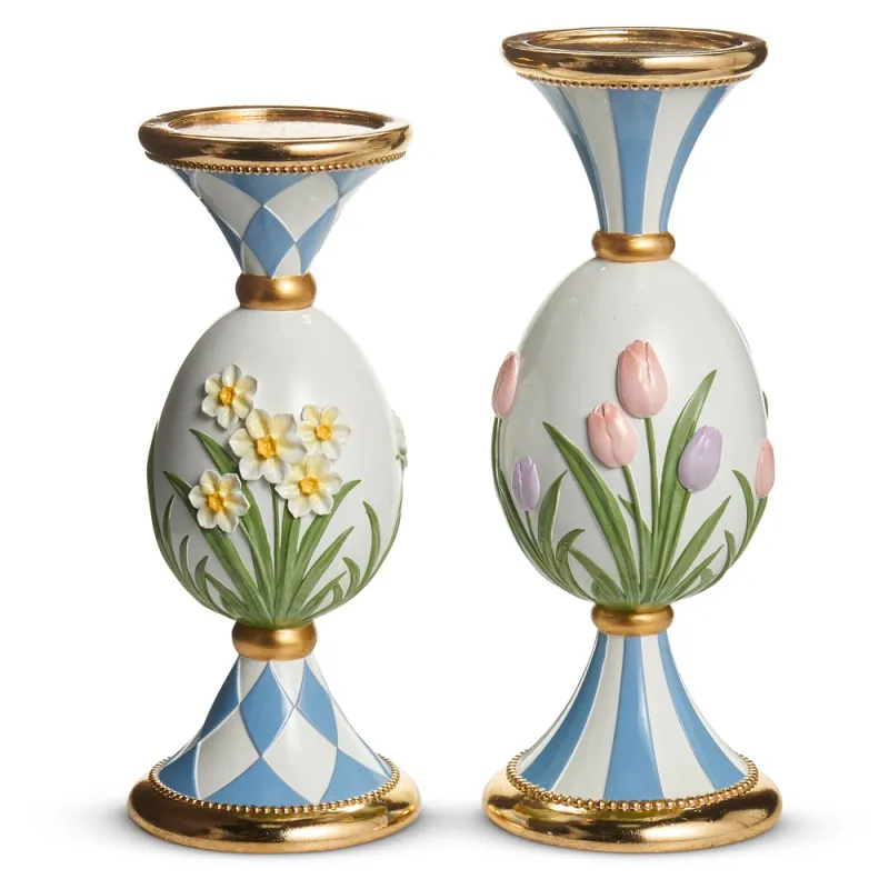 PRE-ORDER 12" Floral Egg Candle Holders Easter Decor *SHIPS 2/2027* NEW 2027
