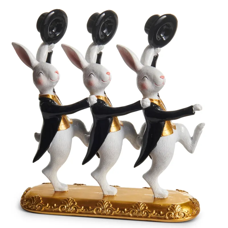 PRE-ORDER 9.5" Top Hat Dancing Bunnies Decor Easter Decor *SHIPS 2/2027* NEW 2027