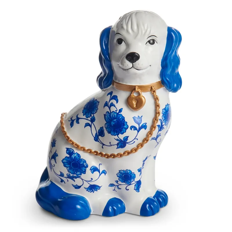 PRE-ORDER 11" Blue and White Floral Dog Figurine Summer Decor *SHIPS 2/2027* NEW 2027