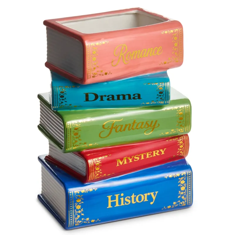 PRE-ORDER 10" Genre Book Stack Vase Summer Decor *SHIPS 2/2027* NEW 2027