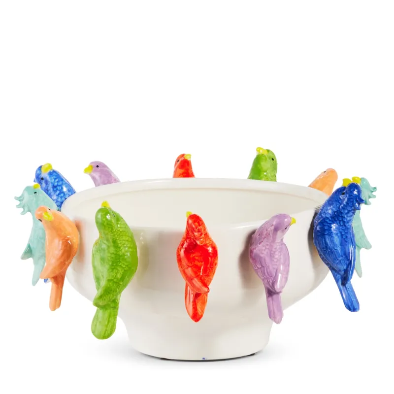 PRE-ORDER 13.25" Tropical Bird Bowl Summer Decor *SHIPS 2/2027* NEW 2027