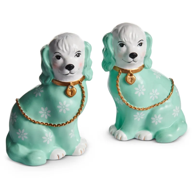 PRE-ORDER 5.75" Mint Flower Motif Dog Figurines Summer Decor *SHIPS 2/2027* NEW 2027
