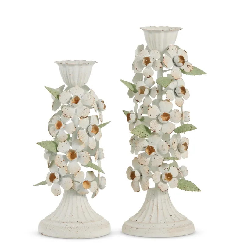 PRE-ORDER 12" Antique Flower Candlesticks Summer Decor *SHIPS 2/2027* NEW 2027