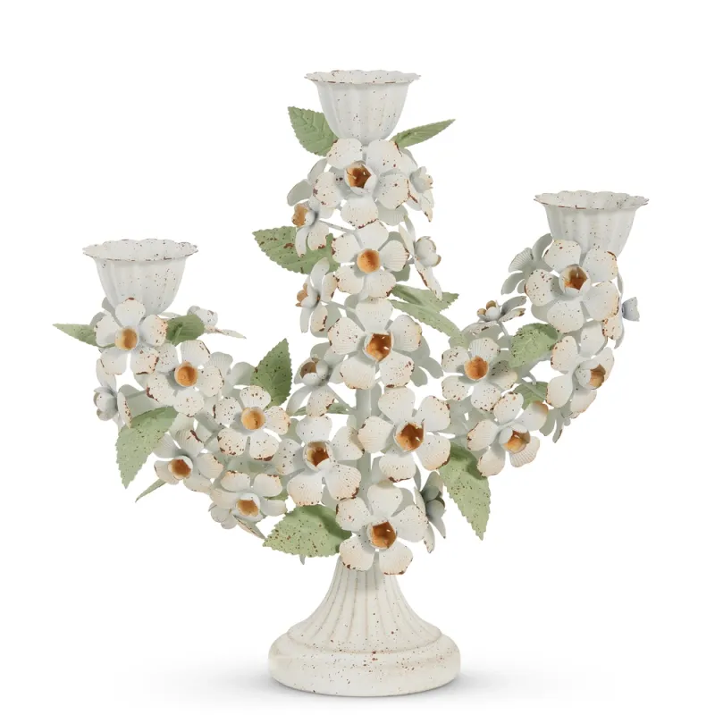 PRE-ORDER 13.25" Antique Flower Bouquet Candelabra Summer Decor *SHIPS 2/2027* NEW 2027