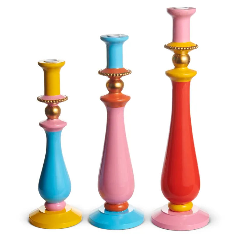 PRE-ORDER 18" Color Pop Stripes Candlesticks Summer Decor *SHIPS 2/2027* NEW 2027