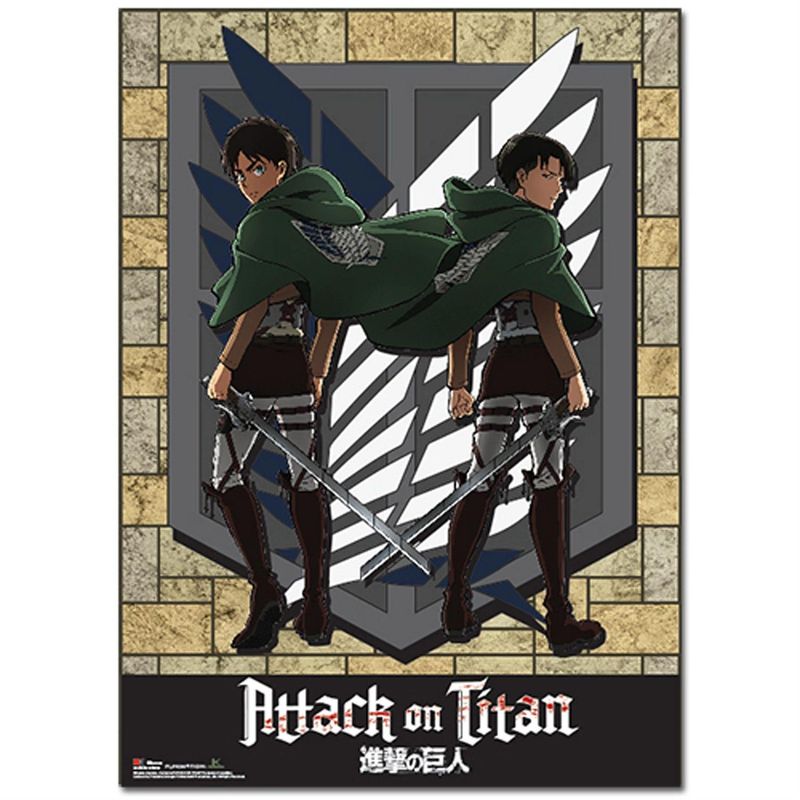 Attack On Titan Eren And Levi Wall Scroll By: Great Eastern Entertainment *SHIPS WITHIN 15 DAYS*