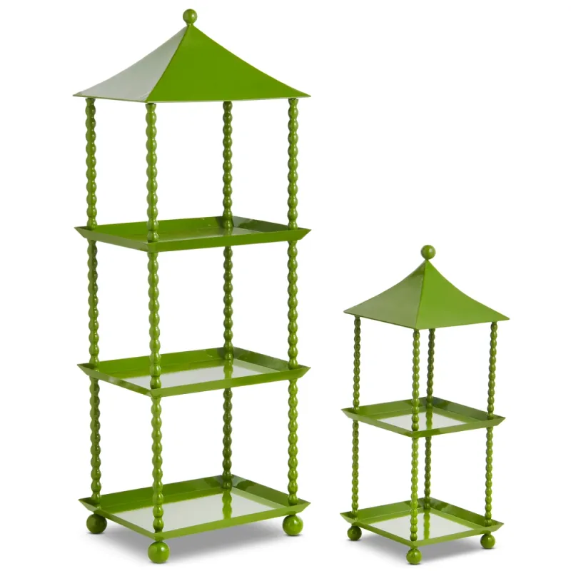 PRE-ORDER 48.5" Beaded Pagoda Tiered Shelves Set Of 2 Summer Decor *SHIPS 2/2027* NEW 2027