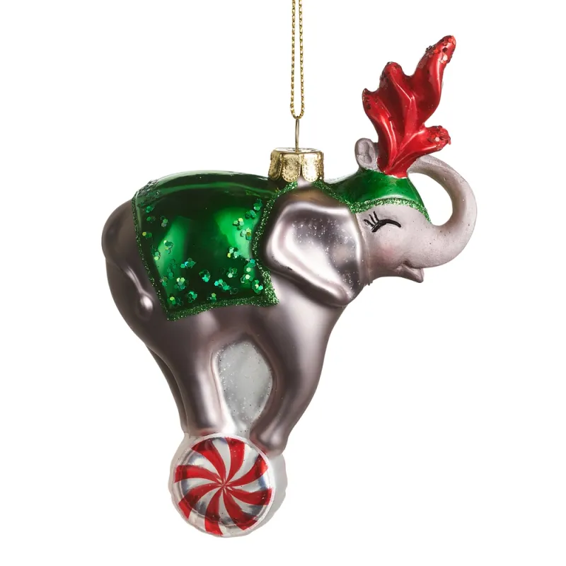 PRE-ORDER 5.25" Holiday Circus Elephant Carnival Ornament Set Of 2 Christmas Decor *SHIPS 9/2026* NEW 2026