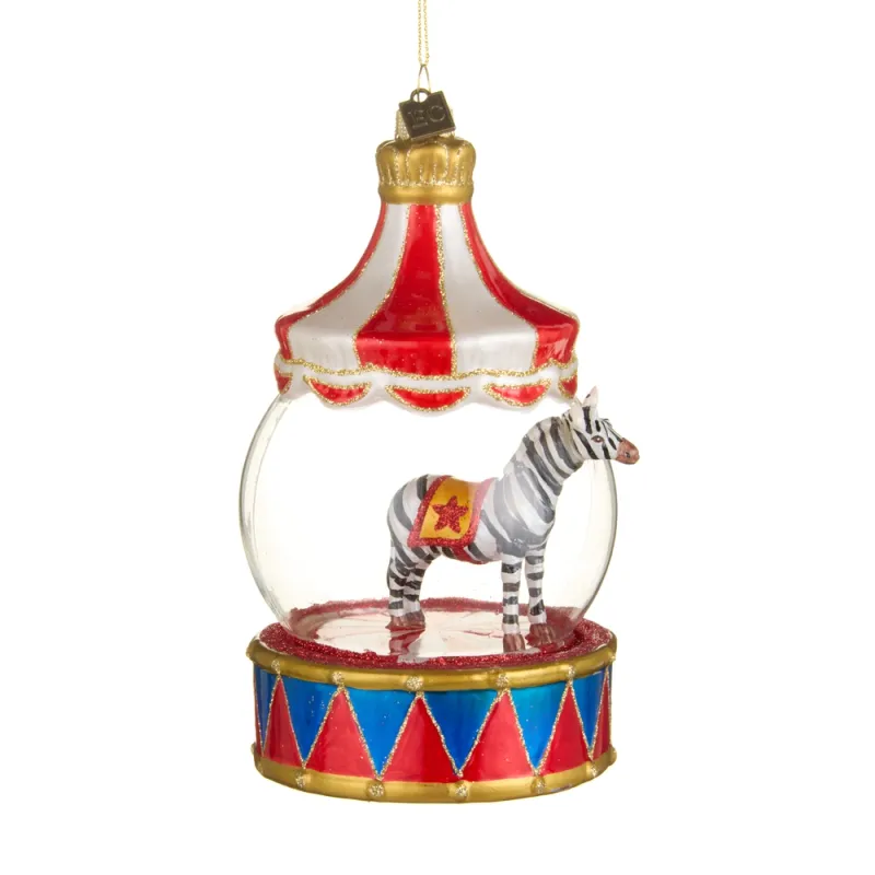 PRE-ORDER 6" Carnival Globe Zebra Circus Ornament Christmas Decor By: Eric Cortina *SHIPS 9/2026* NEW 2026