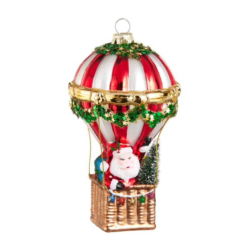 PRE-ORDER 5.75" Santa Hot Air Balloon Ornament Set Of 2 Christmas Decor *SHIPS 9/2026* NEW 2026