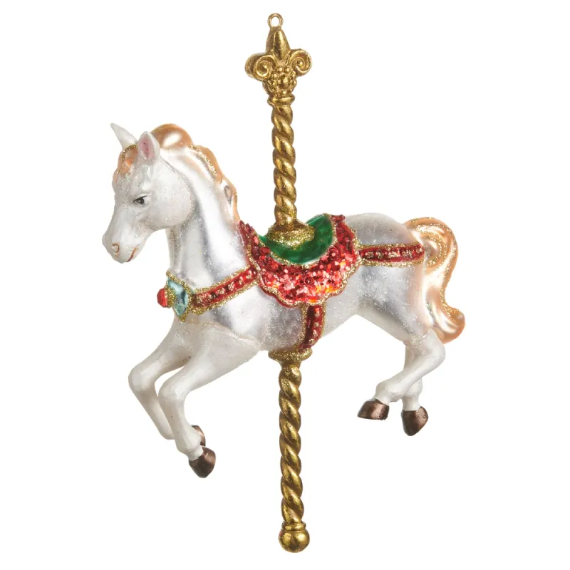 PRE-ORDER  6" Carousel Horse Carnival Circus Ornament Set Of 2 Christmas Decor *SHIPS 9/2026* NEW 2026