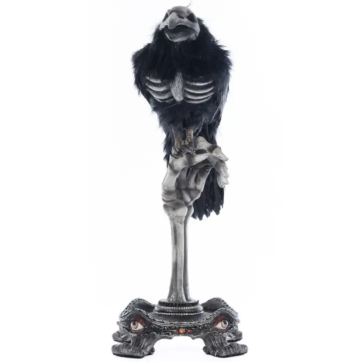 Crow On Skeleton Hand Perch By: Katherine's Collection *SHIPS WITHIN 10 DAYS*