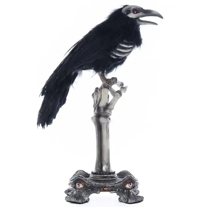 Crow On Skeleton Hand Perch By: Katherine's Collection *SHIPS WITHIN 10 DAYS*
