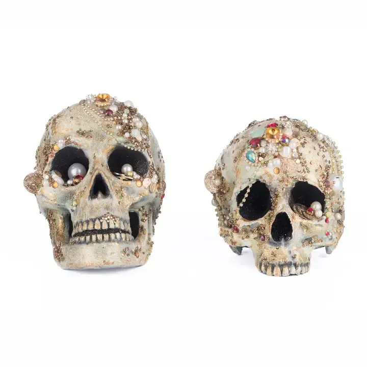 Tabletop Jewel Encrusted Skulls Set of 2 By: Katherine's Collection *SHIPS WITHIN 10 DAYS*