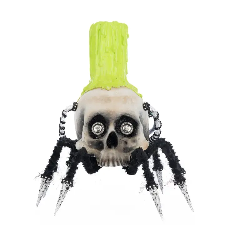 Chaotic Spider Skull Candle Holder By: Katherine's Collection *SHIPS WITHIN 10 DAYS*