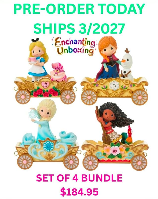 PRE-ORDER Disney Princess Parade Ages 13-16 Set Of 4 By: Precious Moments *SHIPS 3/2027* NEW 2027