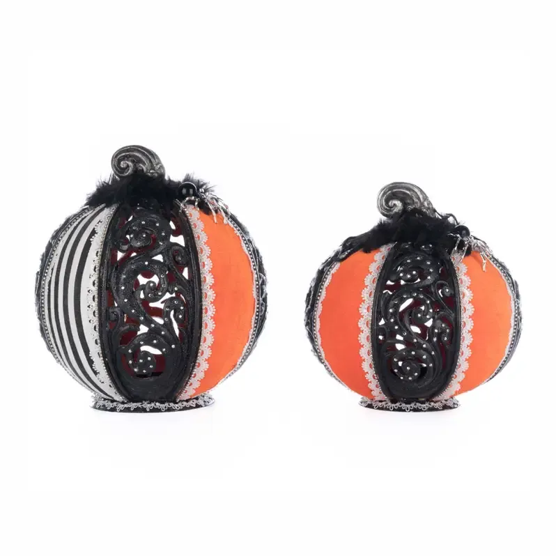 Macabre Pumpkins with Tea Lights Set of 2 By: Katherine's Collection *SHIPS WITHIN 10 DAYS*
