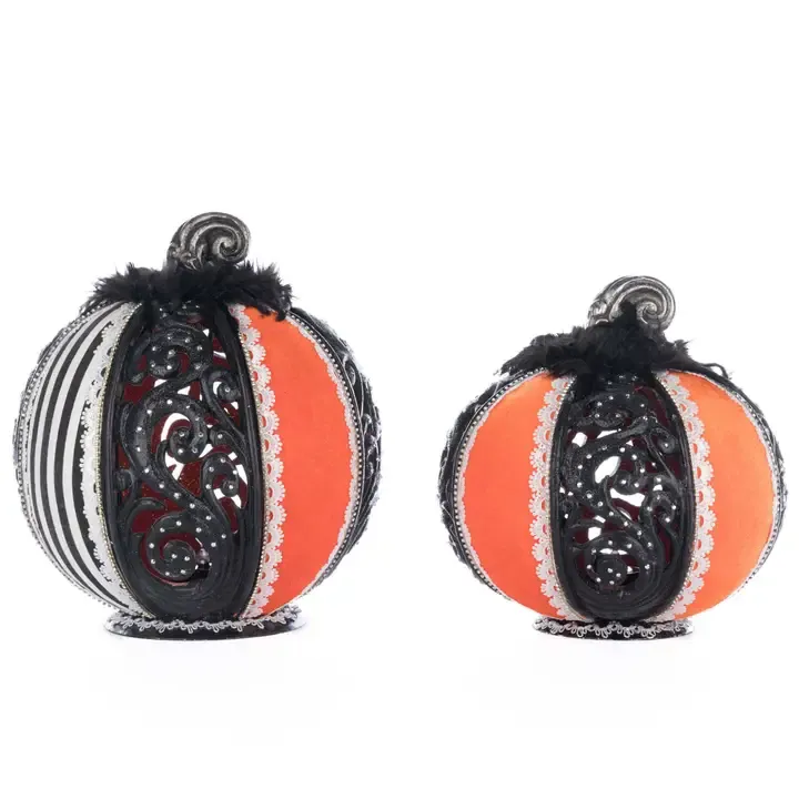 Macabre Pumpkins with Tea Lights Set of 2 By: Katherine's Collection *SHIPS WITHIN 10 DAYS*