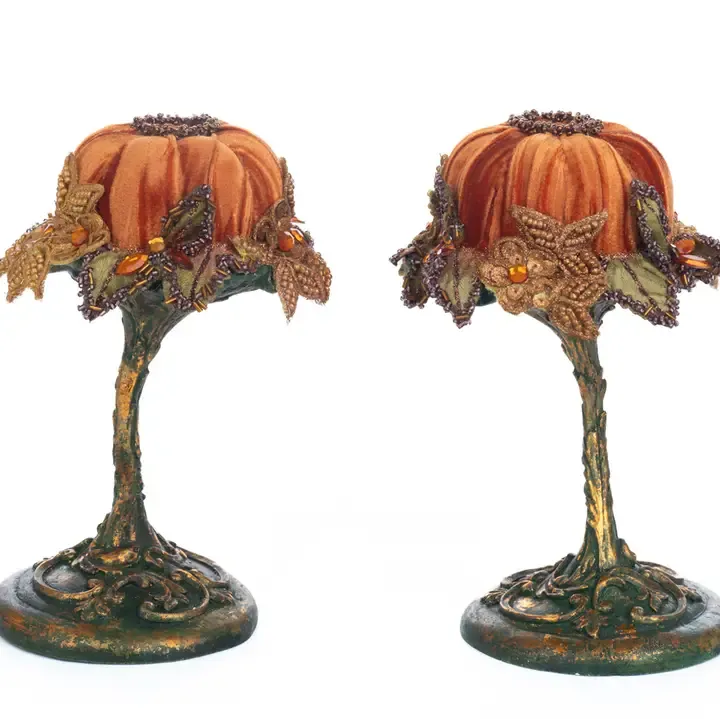Pumpkin Candle Holder Set of 2 By: Katherine's Collection *SHIPS WITHIN 10 DAYS*