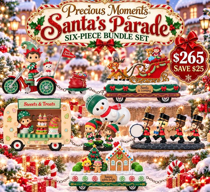 Santa Parade 6pc Complete Collection By: Precious Moments NEW 2026