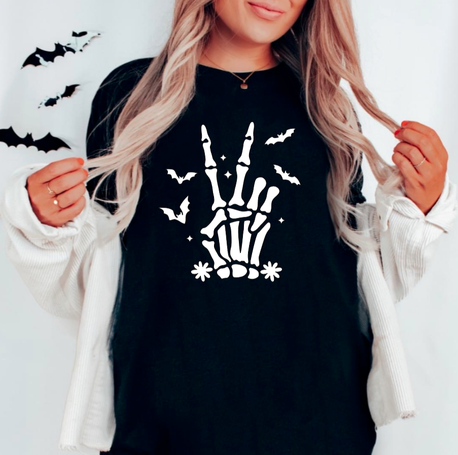 &quot;Peace Sign Skeleton Hand&quot; Sweatshirt