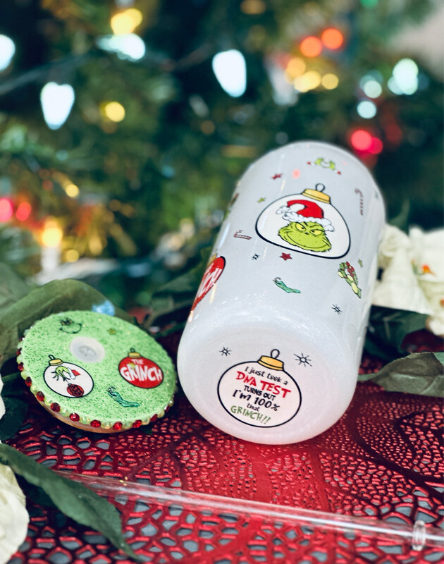 🌲16oz Glitter Cranky Glass Cup🌲