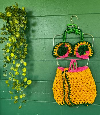 HIBISCUS INSPIRED HANDMADE CROCHET SET