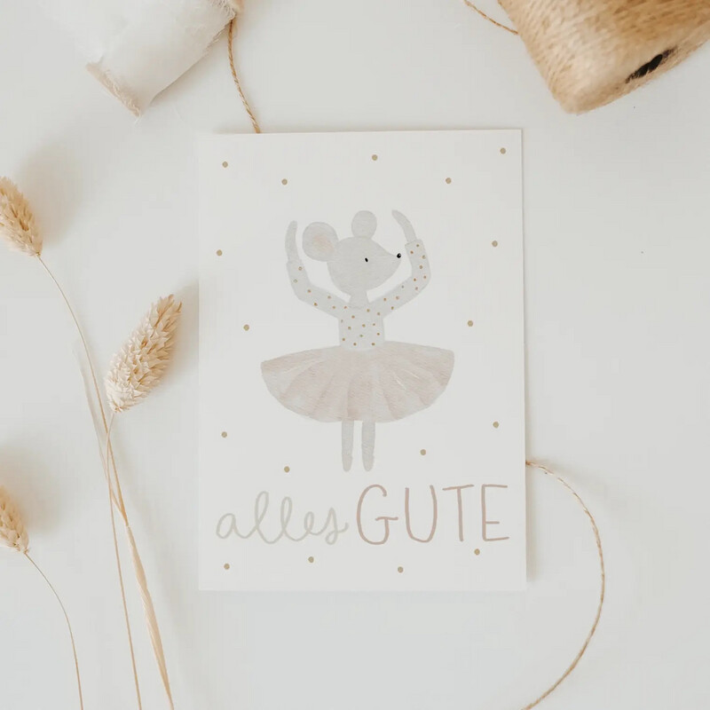 Postkarte Geburtstag Ballerinamaus