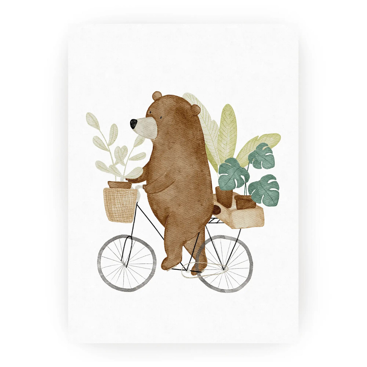 Postkarte Bär Fahrrad