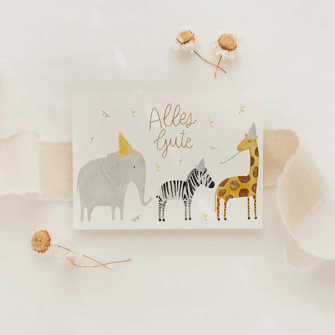 Postkarte Geburtstag Safaritiere