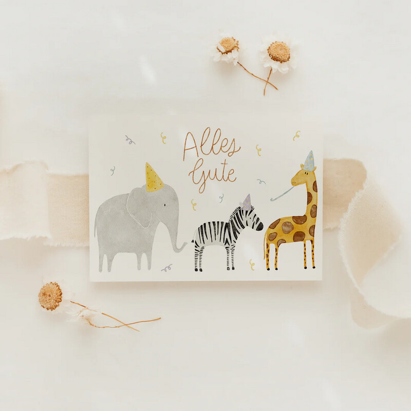 Postkarte Geburtstag Safaritiere
