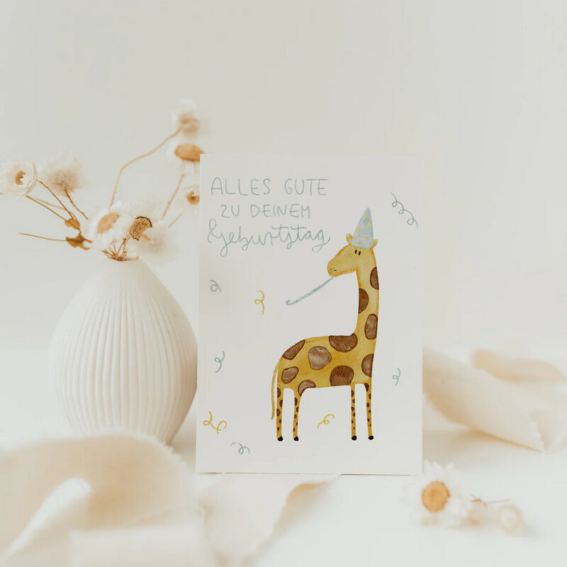 Postkarte Geburtstag Giraffe
