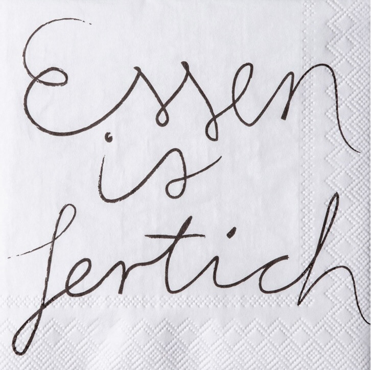 COCKTAILSERVIETTEN &quot;ESSEN IST FERTICH&quot;