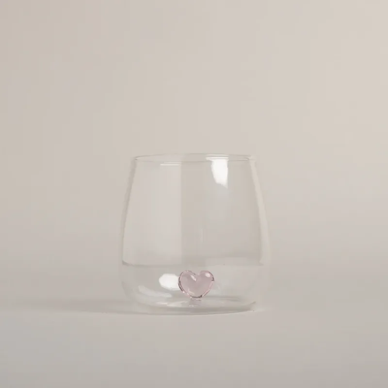 Trinkglas Herzfigur rosa