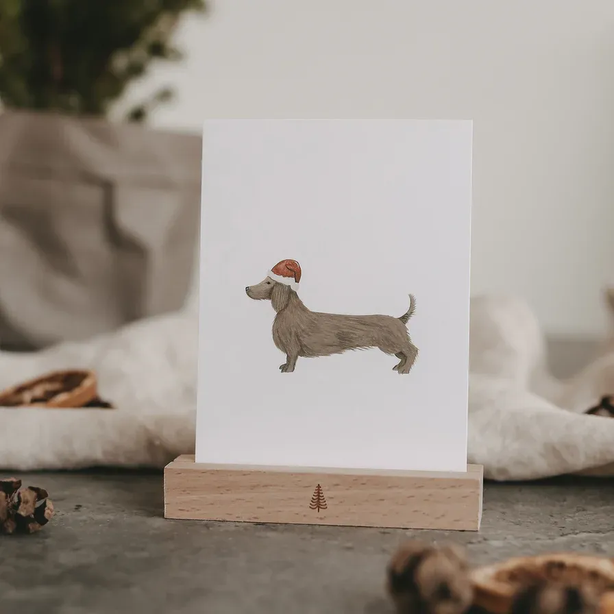 Aquarellkarte Christmas Dachshund
