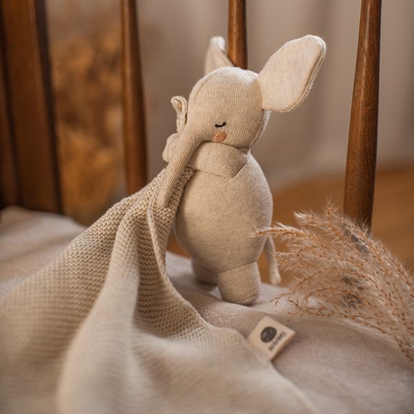Kuscheltuch mit großem Elefant, natur