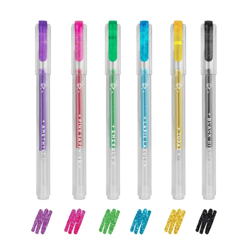 6er-Set aus glitzernden Mini-Gelstiften - Shine Like a Diamond