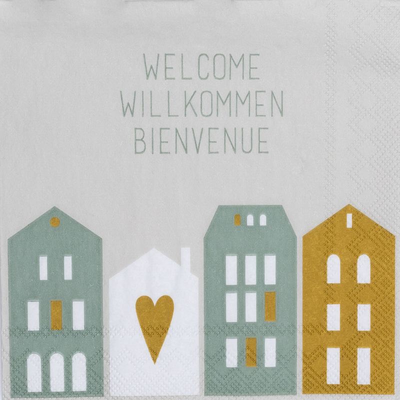 COCKTAILSERVIETTEN &quot;WELCOME WILLKOMMEN BIENVENUE&quot;