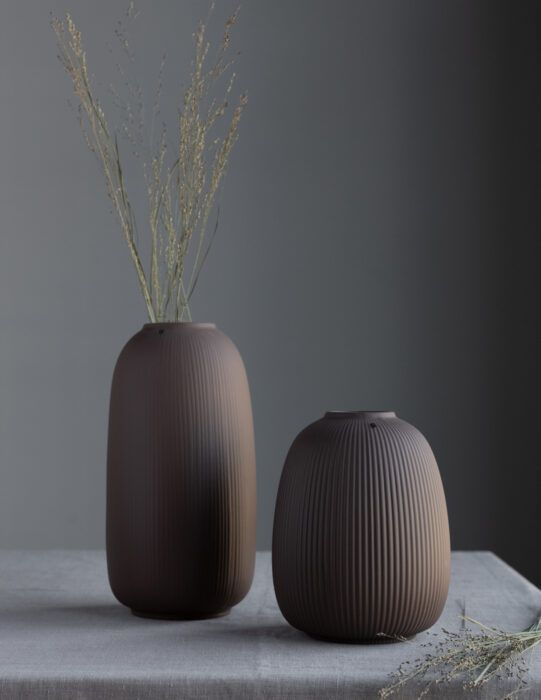 ÅBY L Large brown ceramic vase