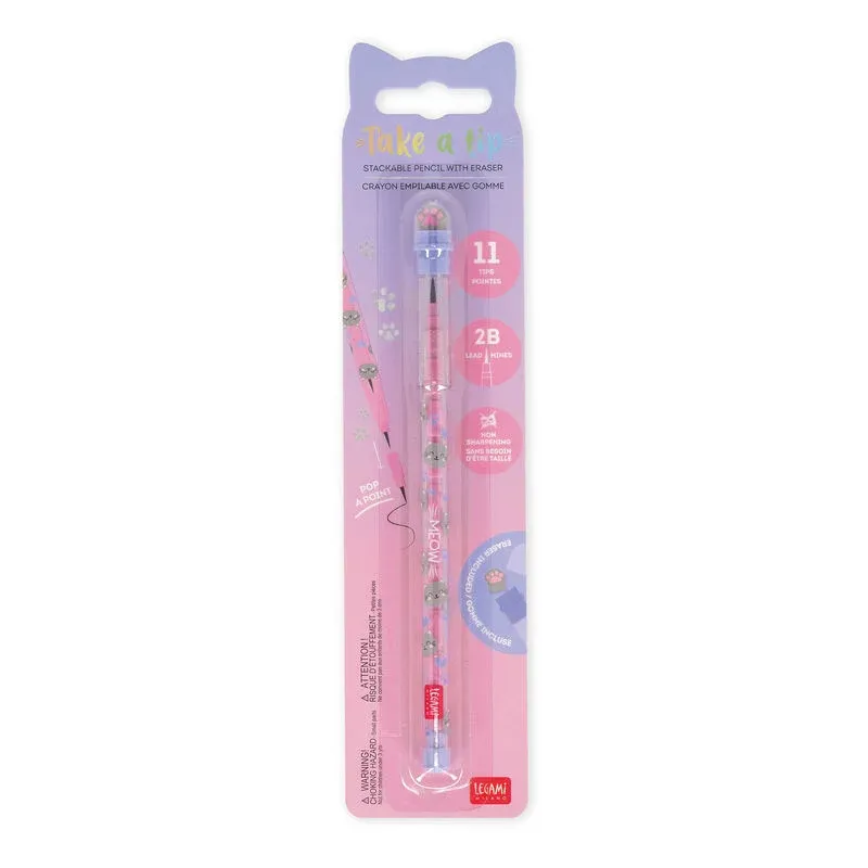 Stapelbarer Bleistift mit Radiergummi - KITTY