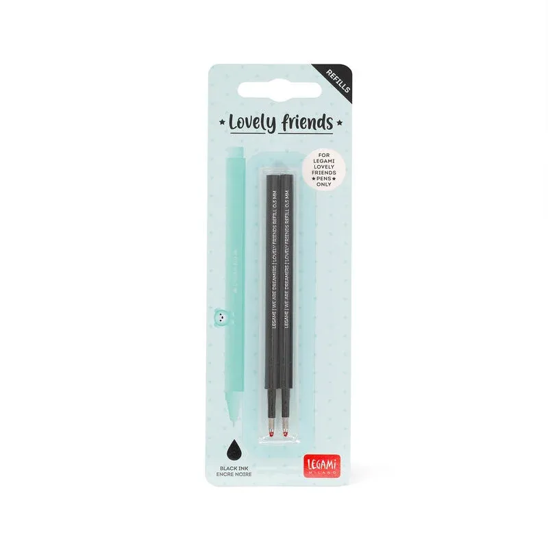 Set mit 2 Ersatzpatronen für Gelstift - Lovely Friends schwarz